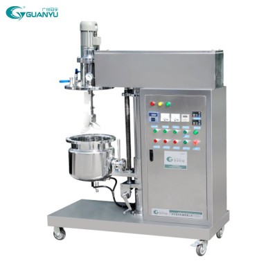 Guanyu 8L customized vacuum mixing emulsifier small batch cream gel lotion paste making machine with bottom homogenizer